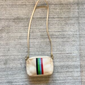 Clare V Perforated Leather Crossbody Cream Multicolor Stripe